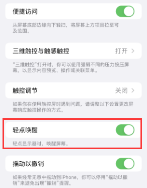 秭归苹果授权维修站分享iPhone轻点无法唤醒怎么办 