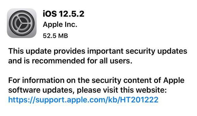 秭归苹果手机维修分享iOS12.5.2发布，建议所有老苹果用户安装 